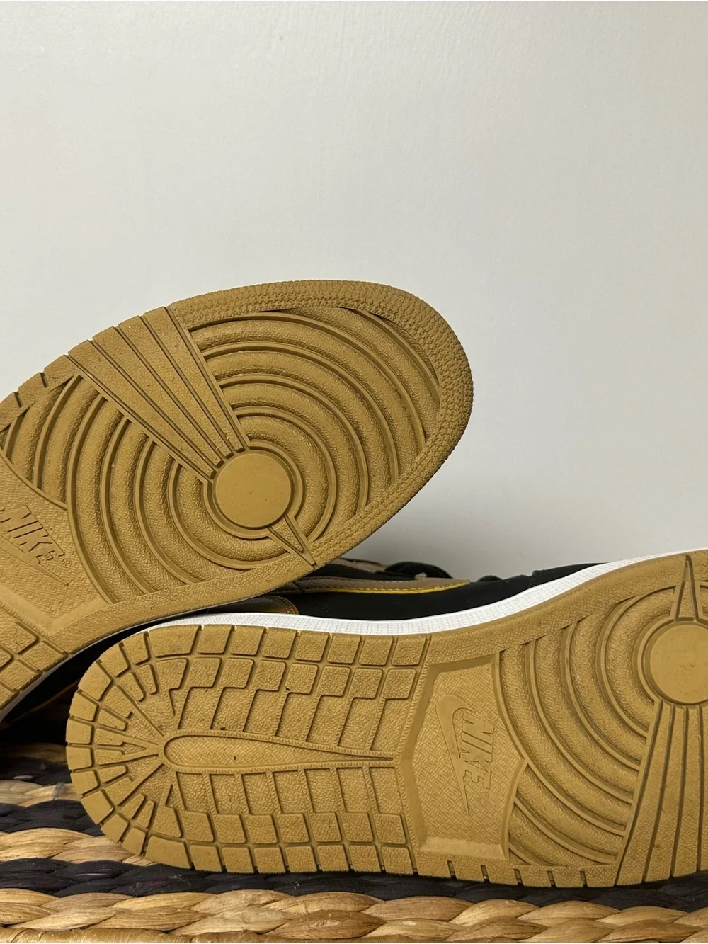 Jordan 1 High-Top Sneakers in Black and Gold